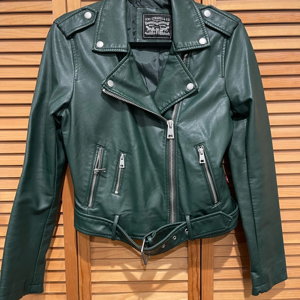 Levi's Dark Green Leather Biker Jacket